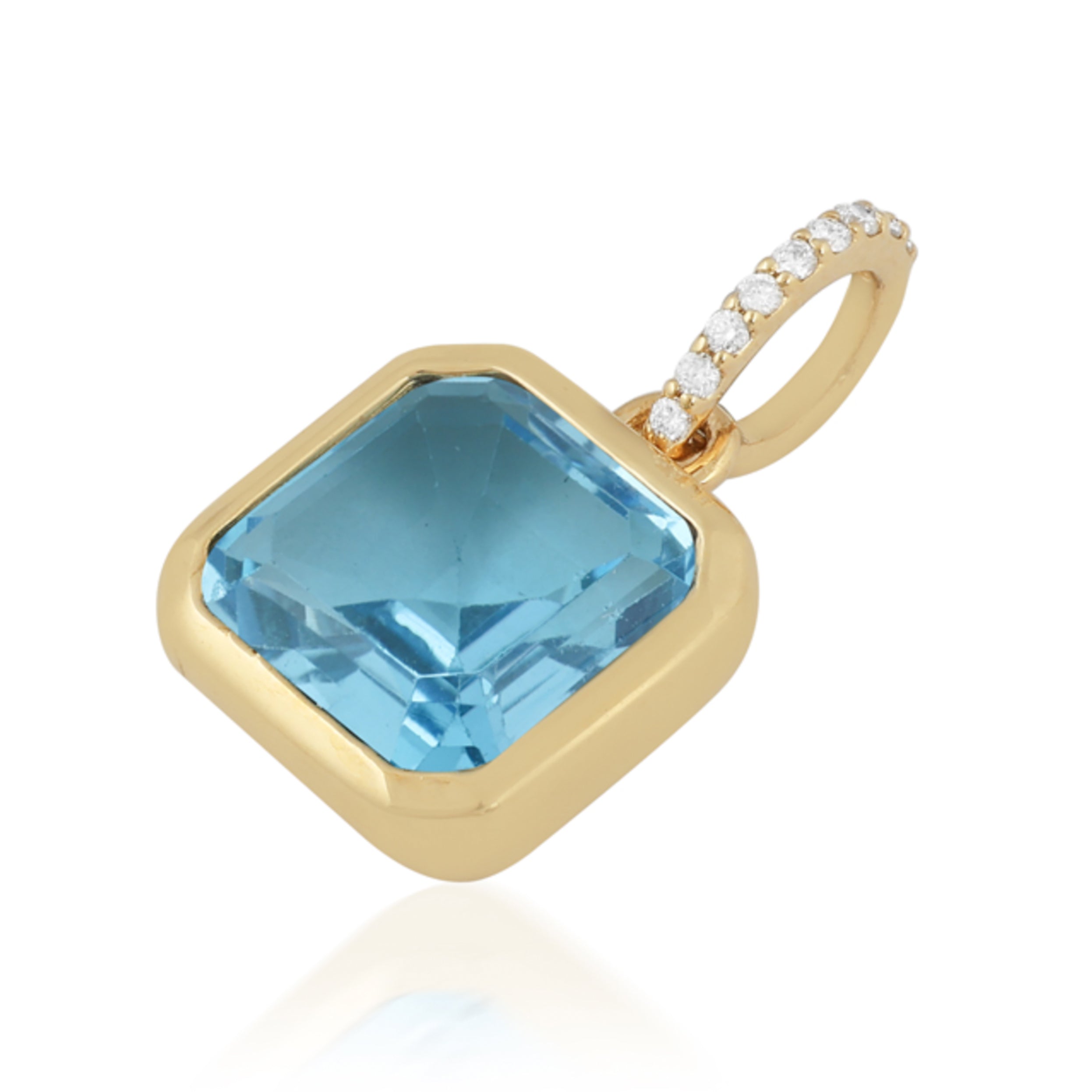 Emerald Cut London Blue Topaz Pendant