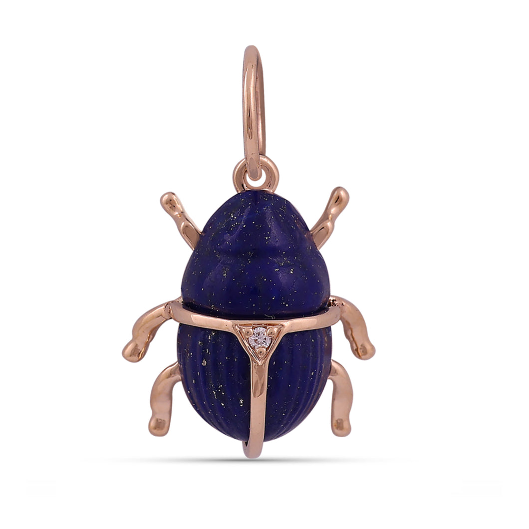 Lapis Diamond Bug Pendant