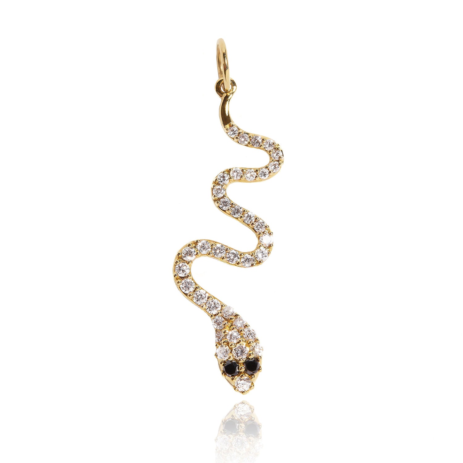 14k Gold Diamond Pave Snake Pendant