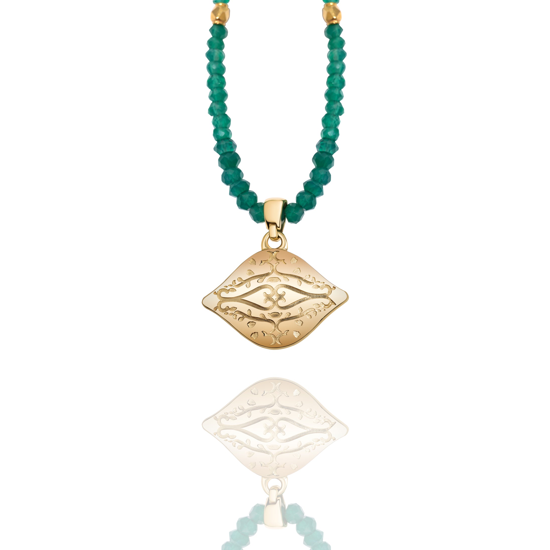 14k Gold Emerald Diamond Pavé Evil Eye Pendant Necklace