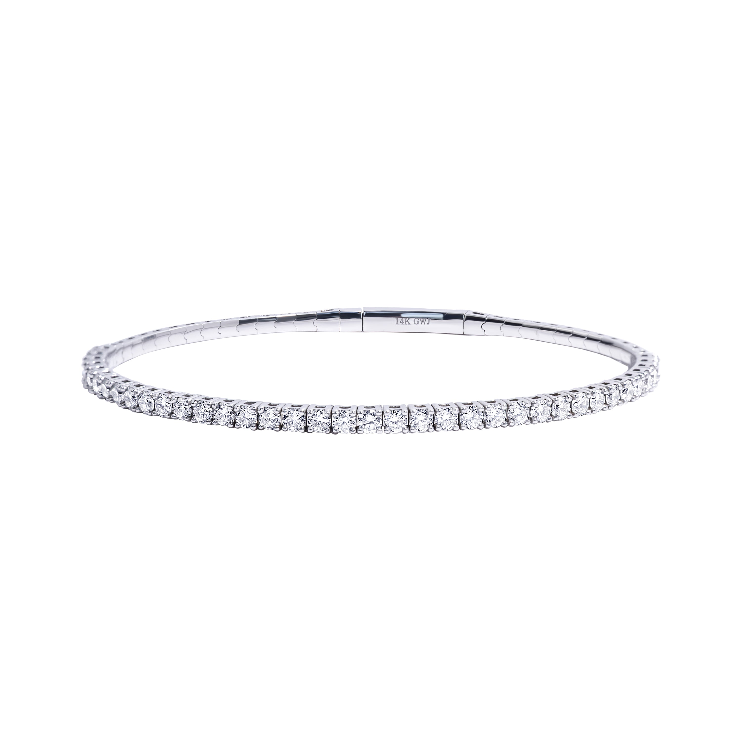 14k White Gold Diamond Flex Bangle Bracelet