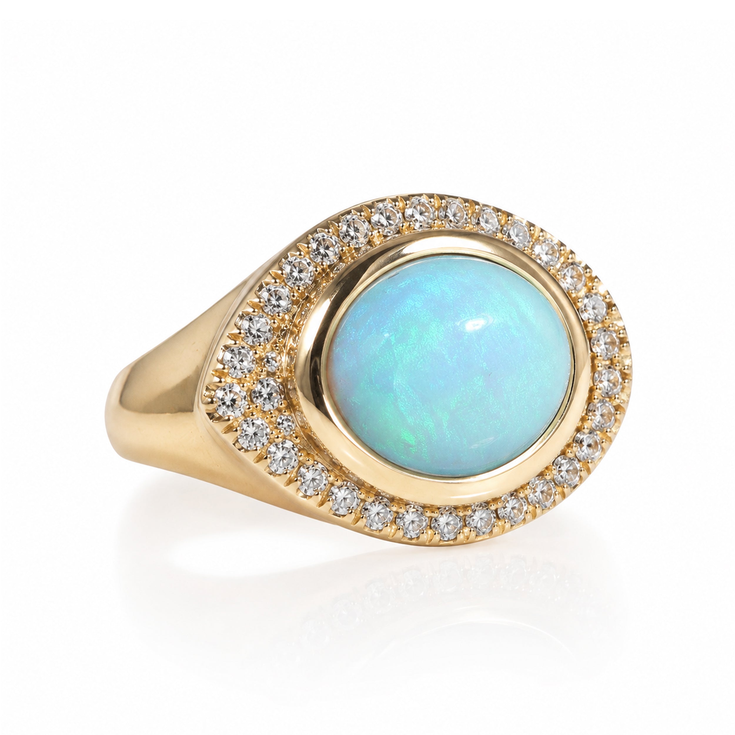 Diamond Opal Eye of the Sea Ring
