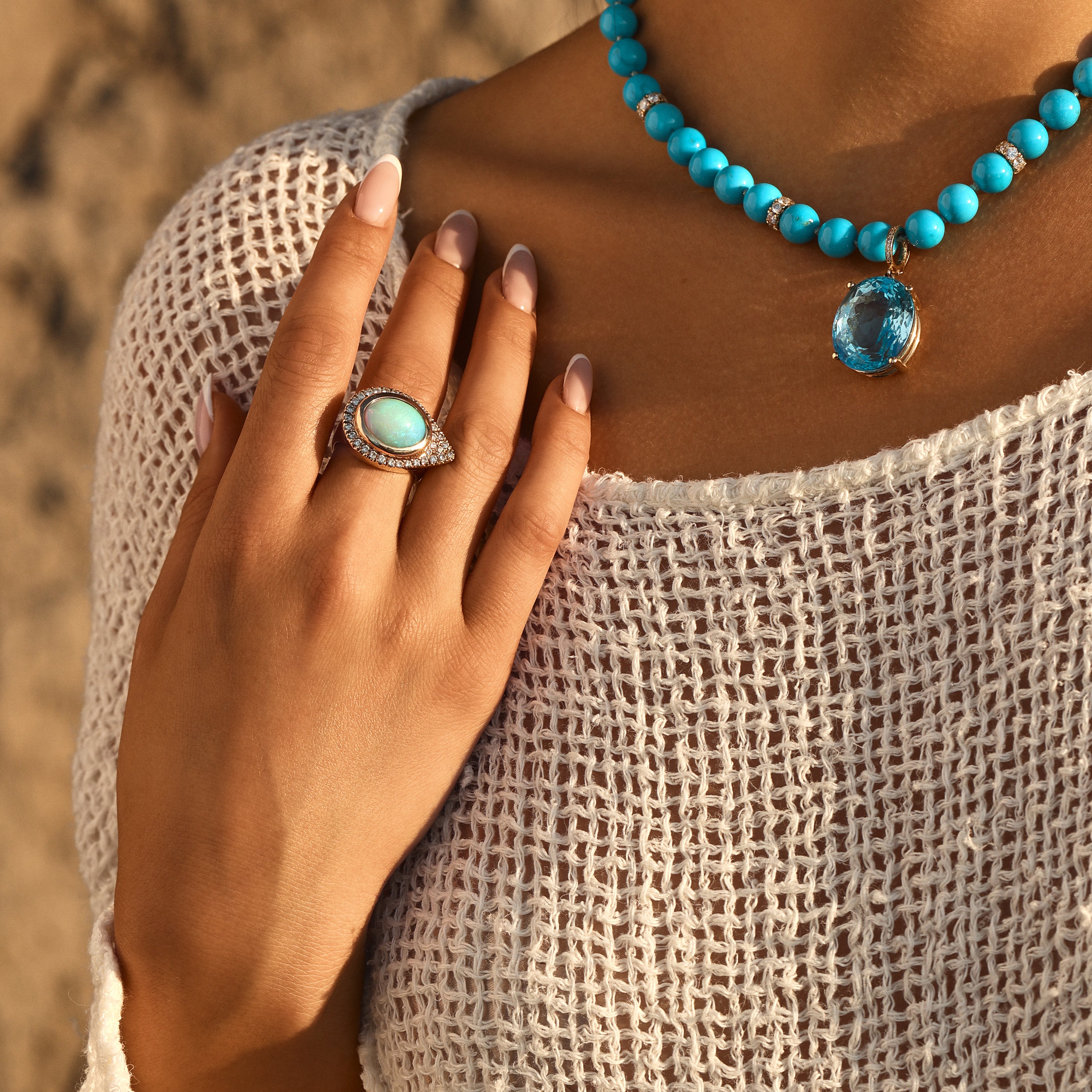 Diamond Opal Eye of the Sea Ring