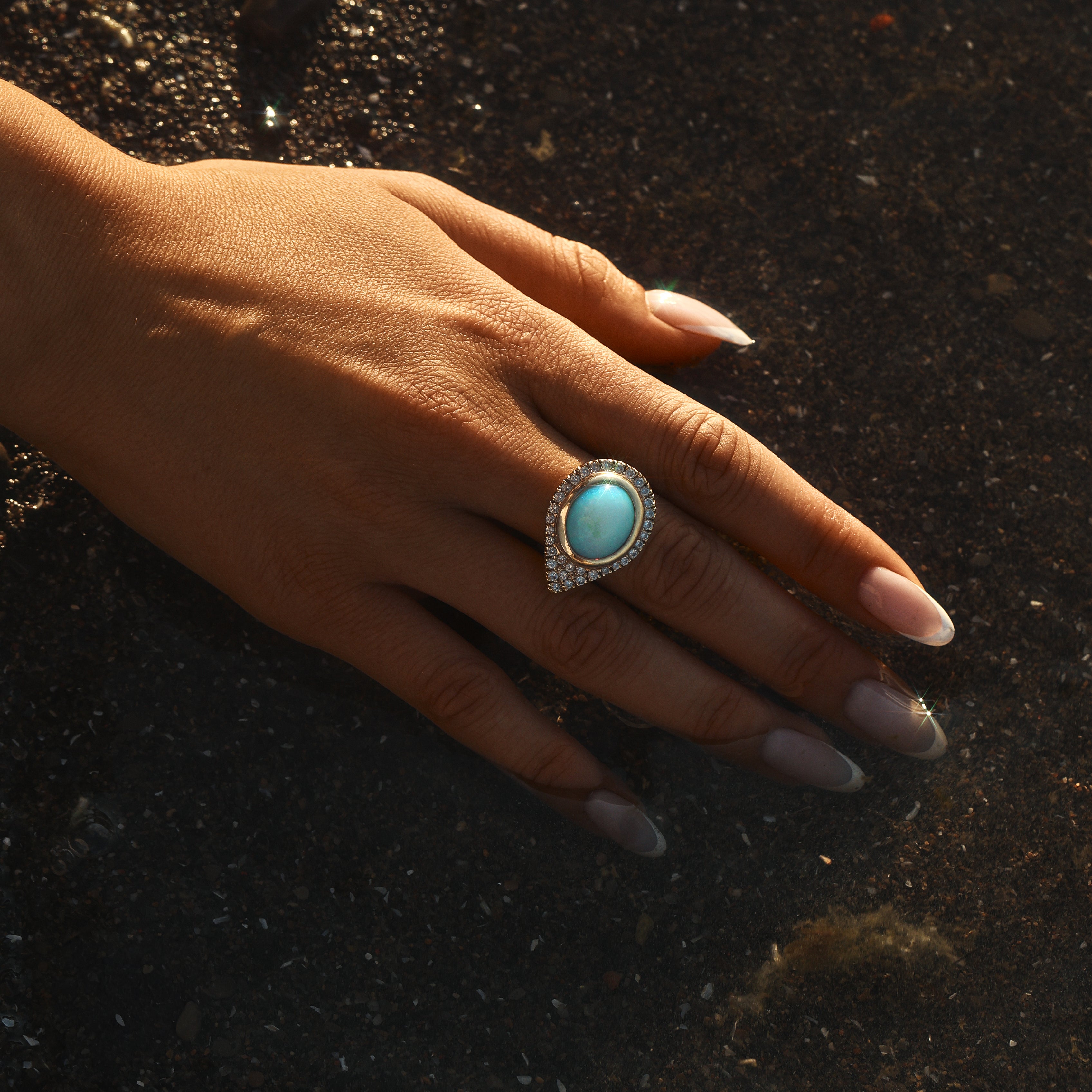 Diamond Opal Eye of the Sea Ring