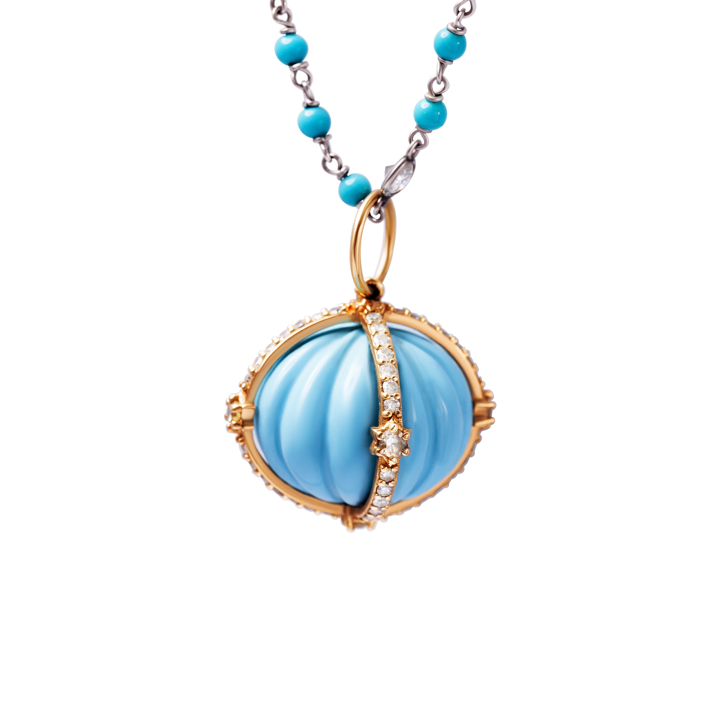 Turquoise Diamond Watermelon Bead Charm