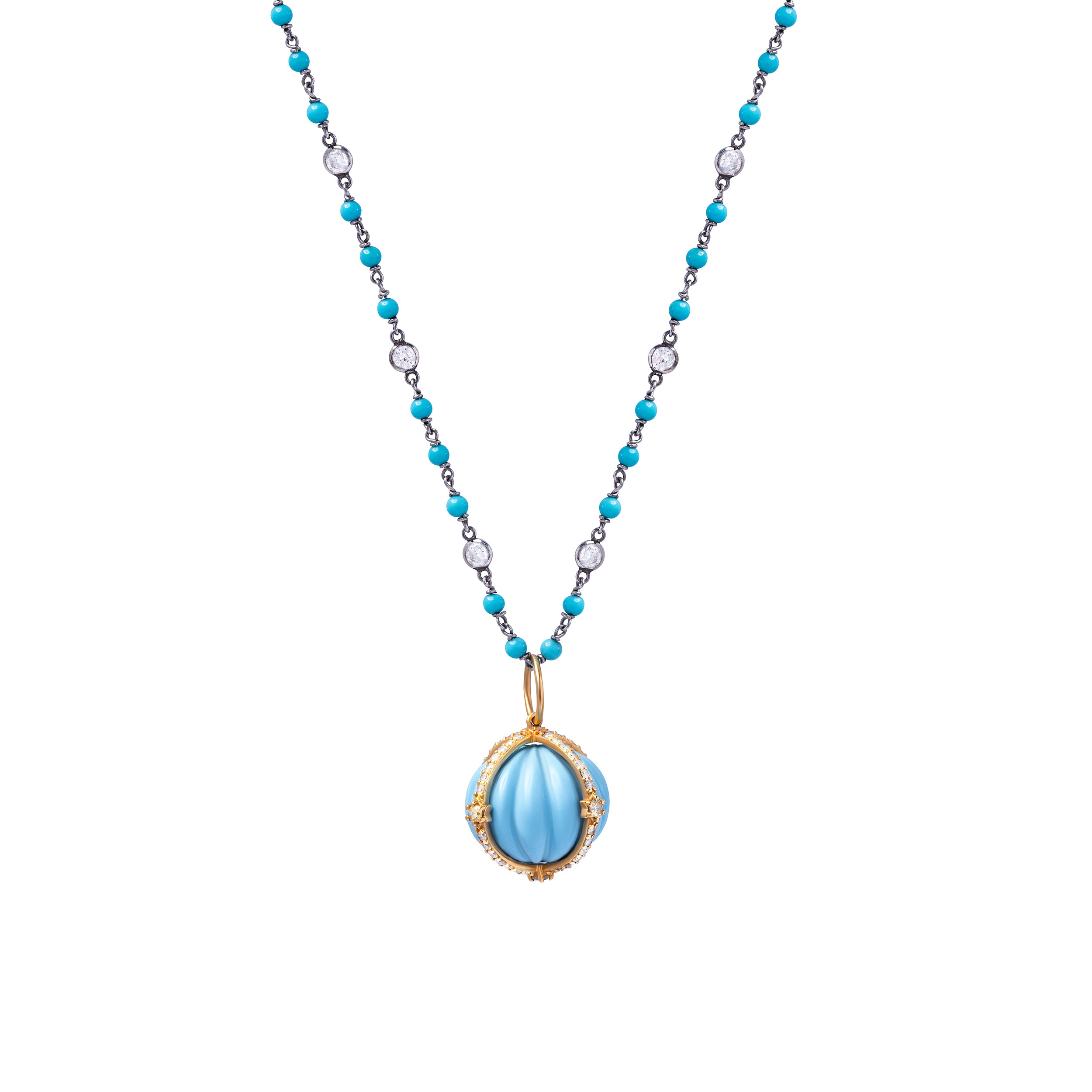 Turquoise Diamond Watermelon Bead Charm