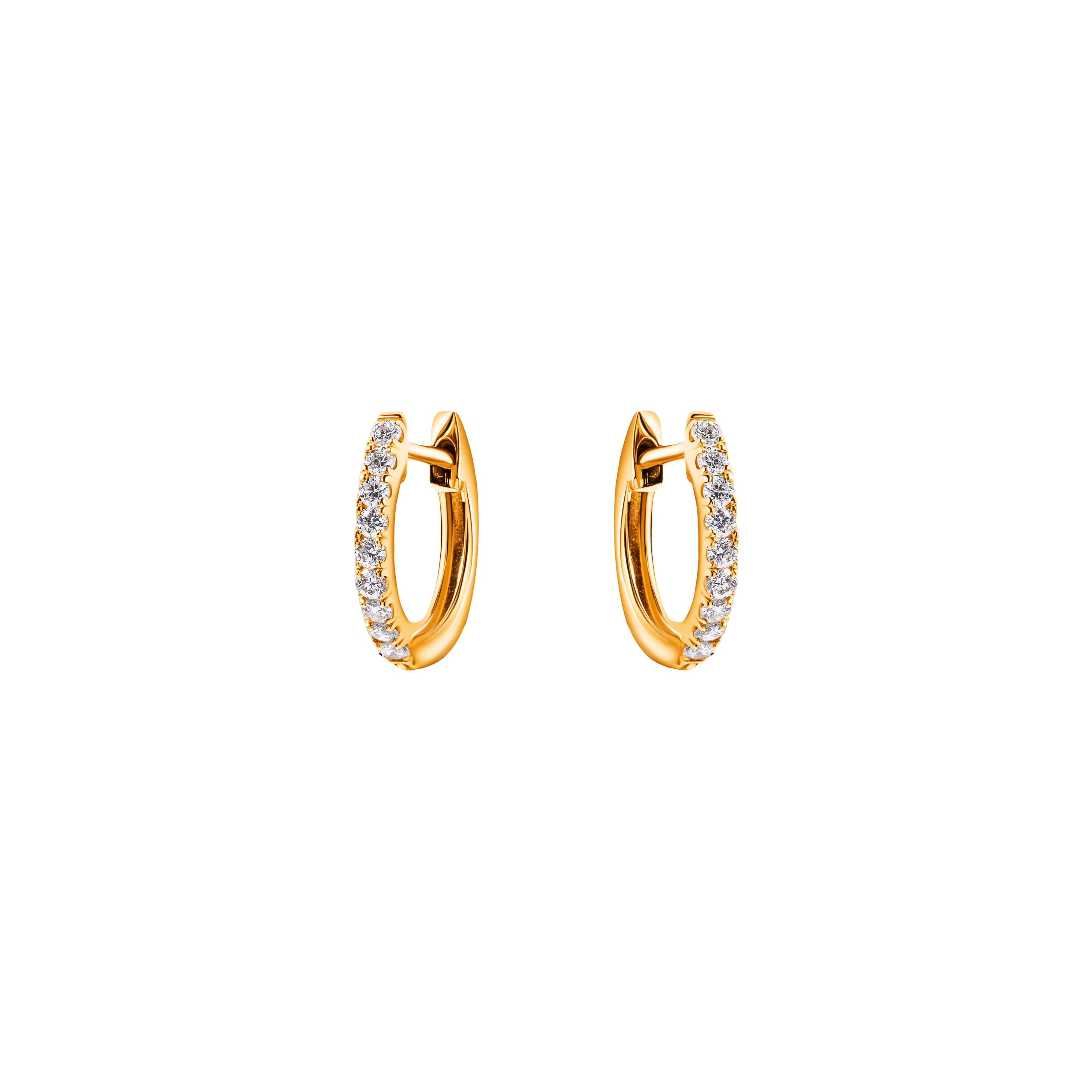 14K Gold Pavé Diamond Huggie Earrings
