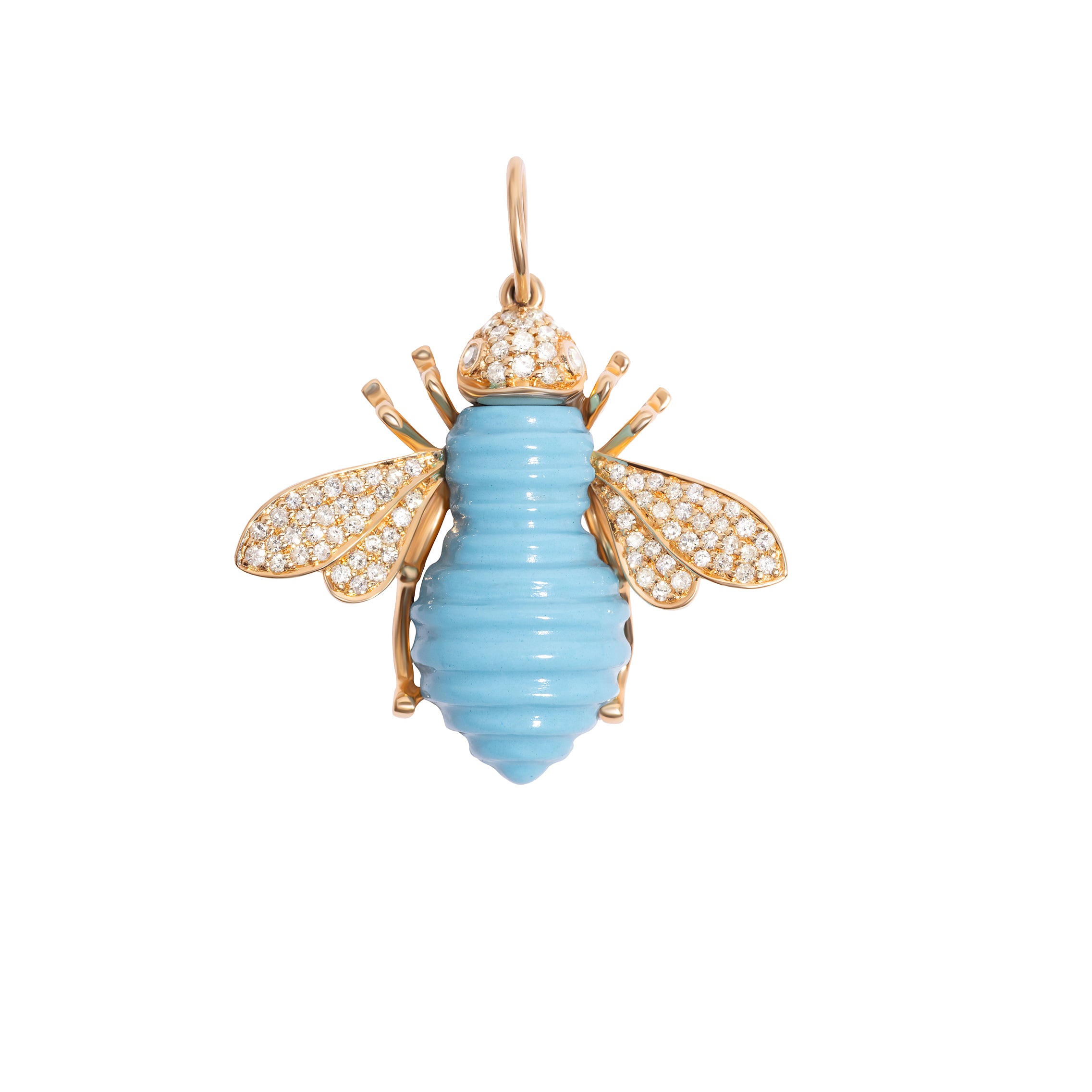 14k Gold Turquoise Bee Charm