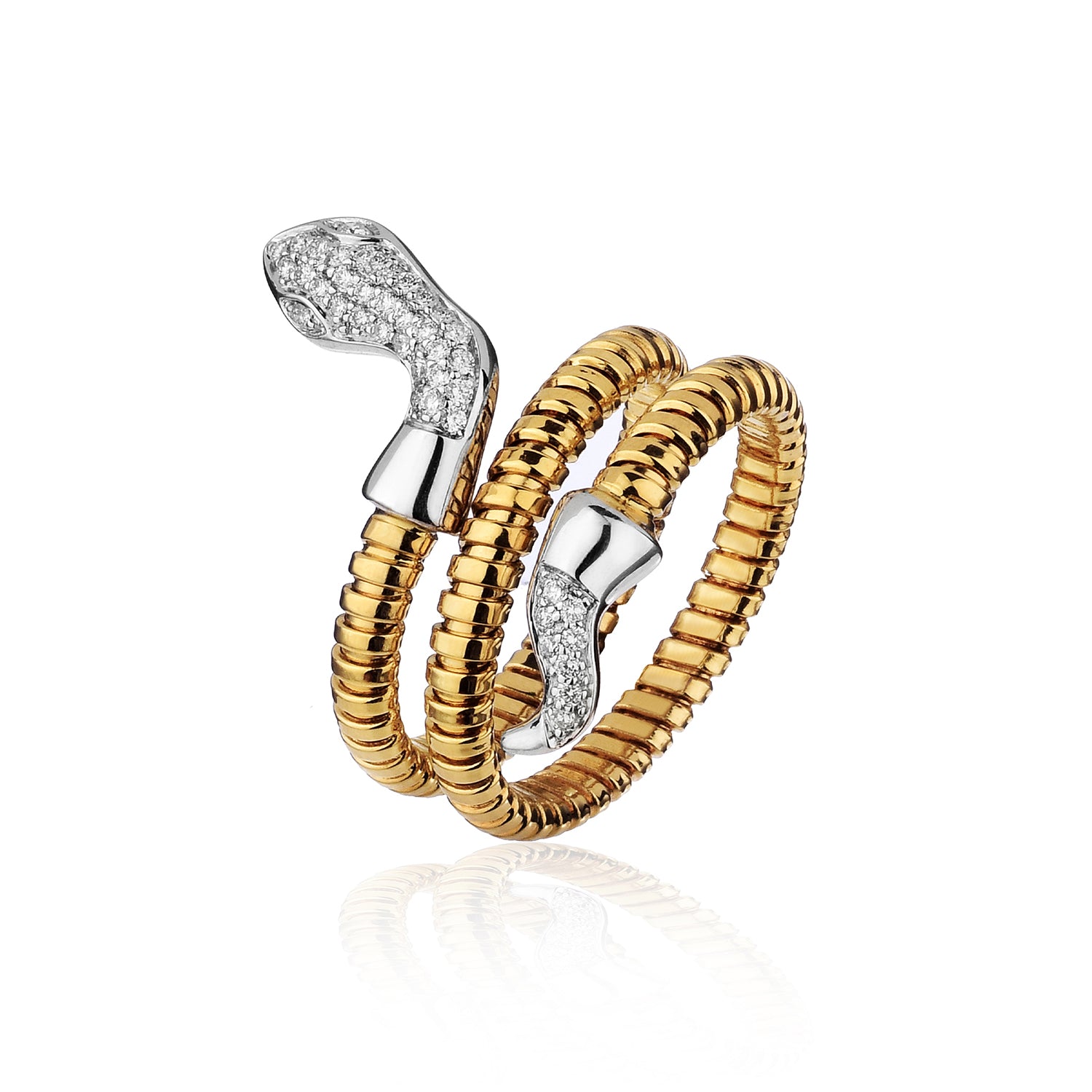 18k Gold Two-Tone Italian Snake Ring