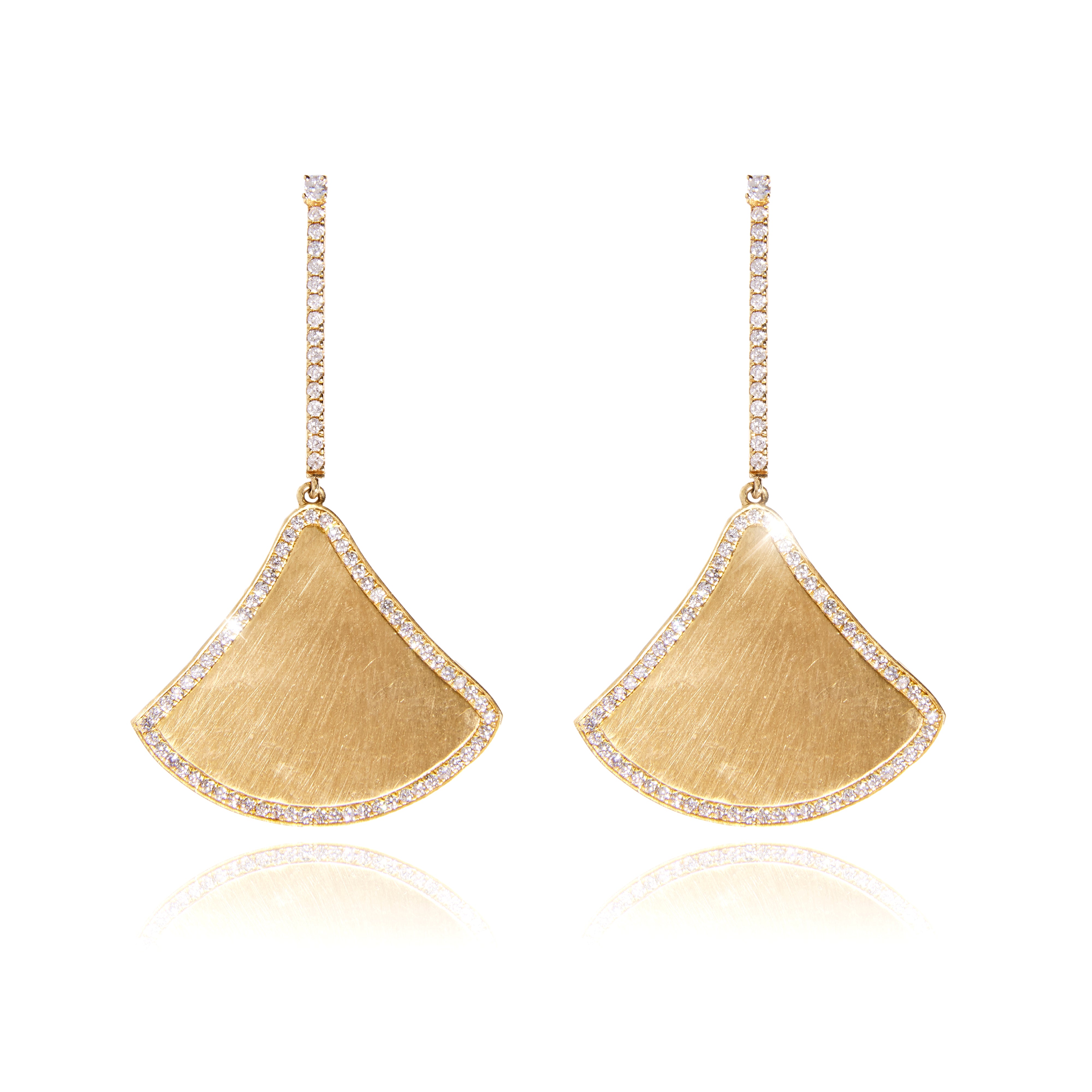 18k Gold Matte Diamond Kite Earrings
