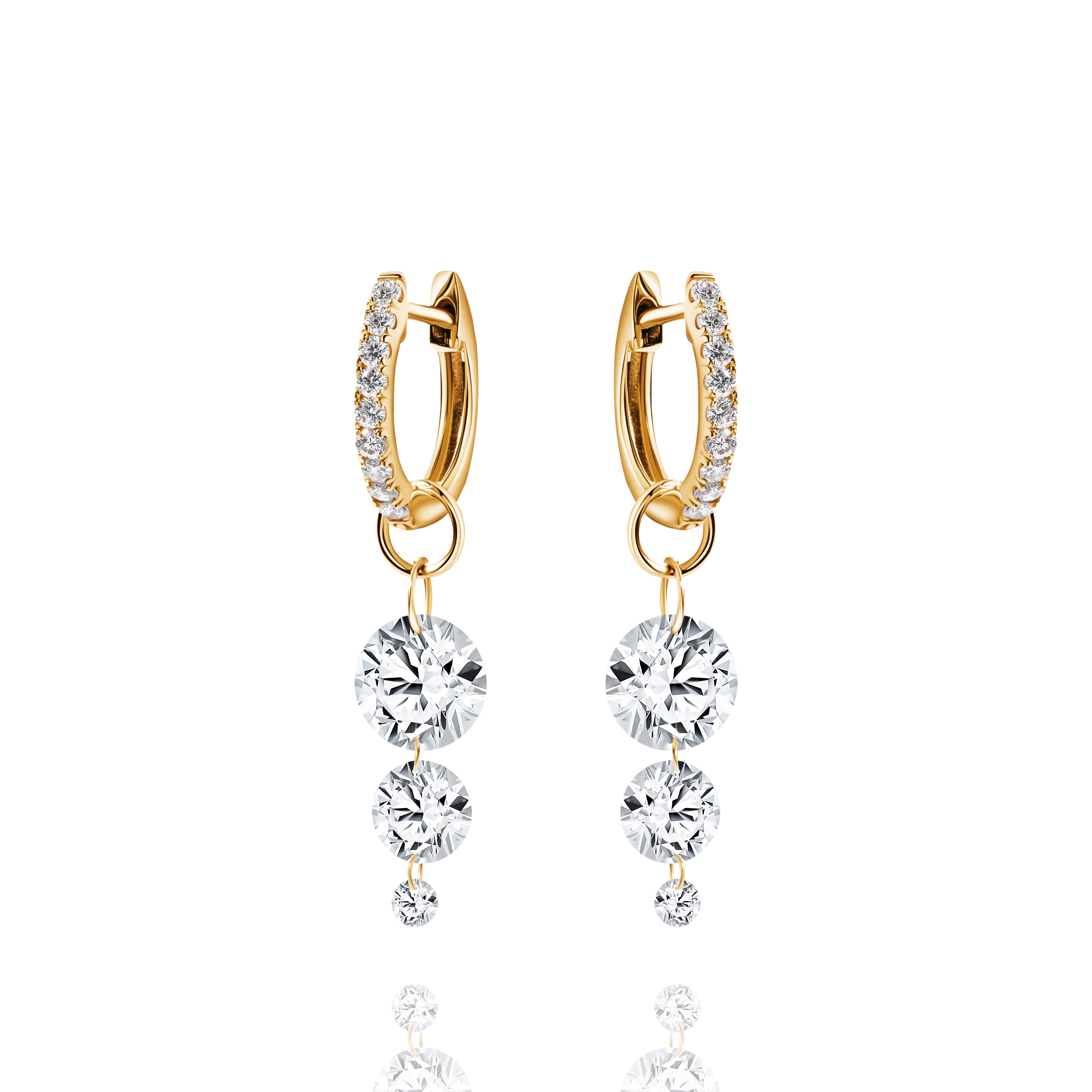 14K Gold Pavé Diamond Huggie Earrings