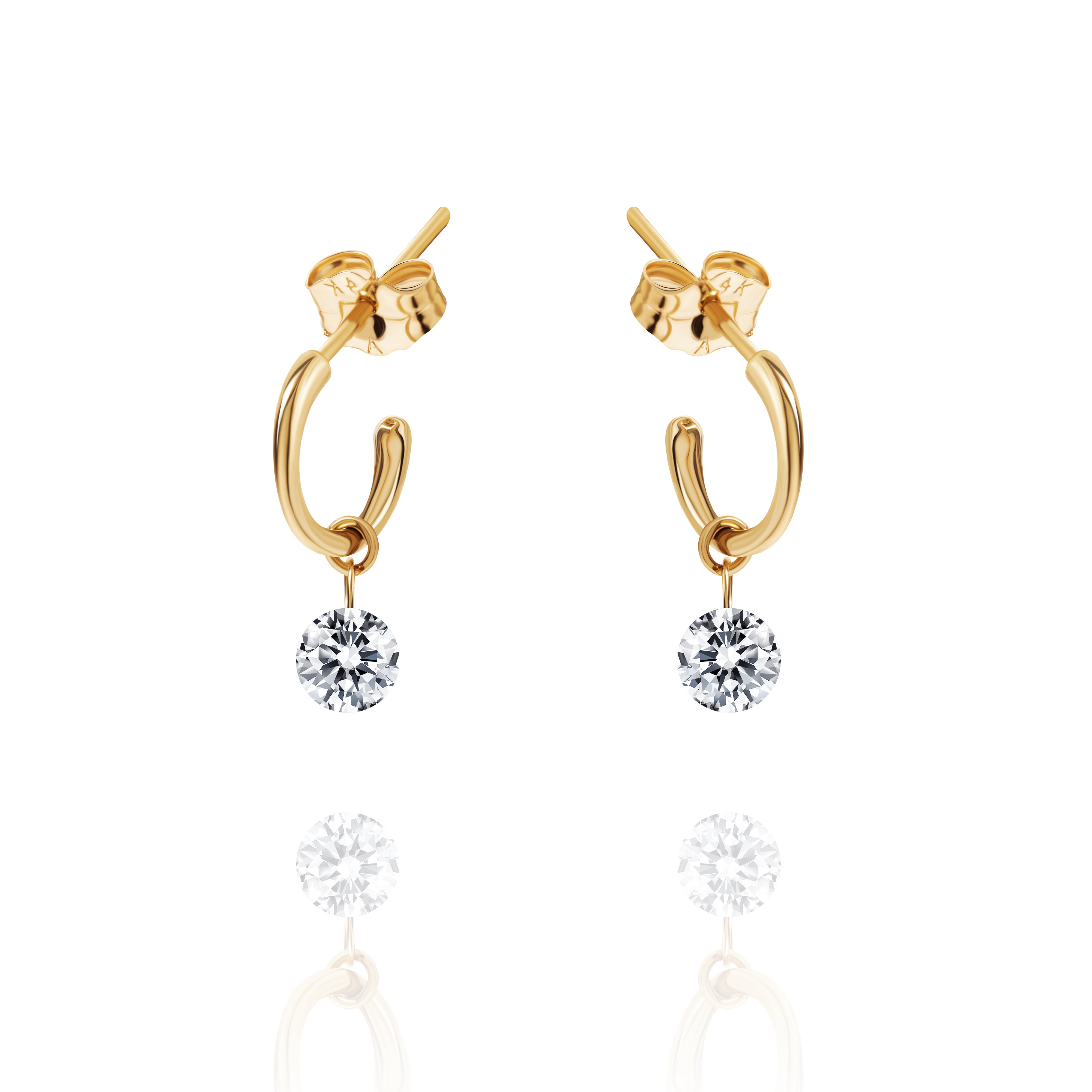 14K Gold Plain Huggie Earrings