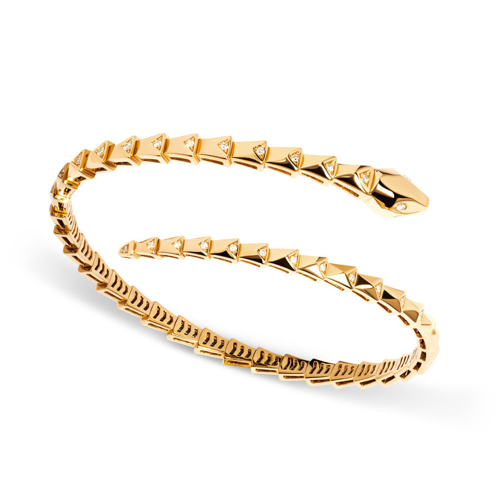 18k Yellow Gold Diamond Snake Bracelet