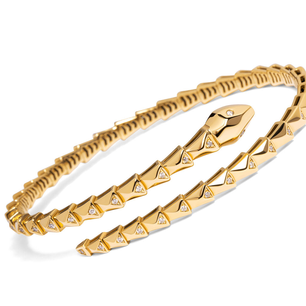 18k Yellow Gold Diamond Snake Bracelet