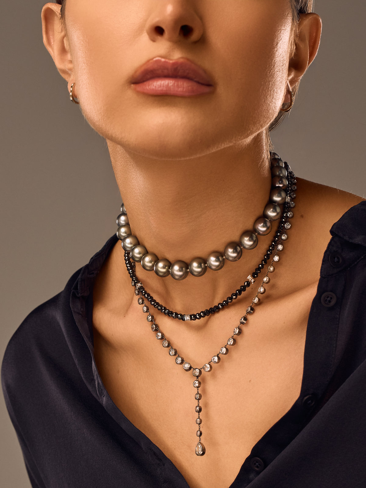 14K Gold Celeste 5 Floating Diamond Station Necklace