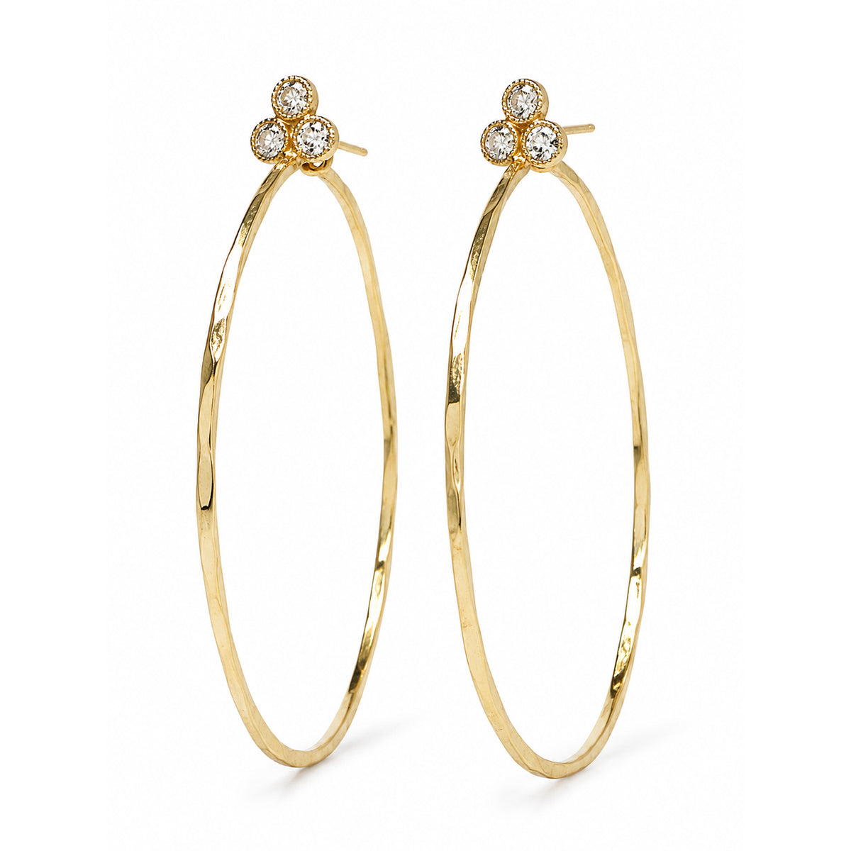 Diamond Fleurette Hoops Large in 18k Gold