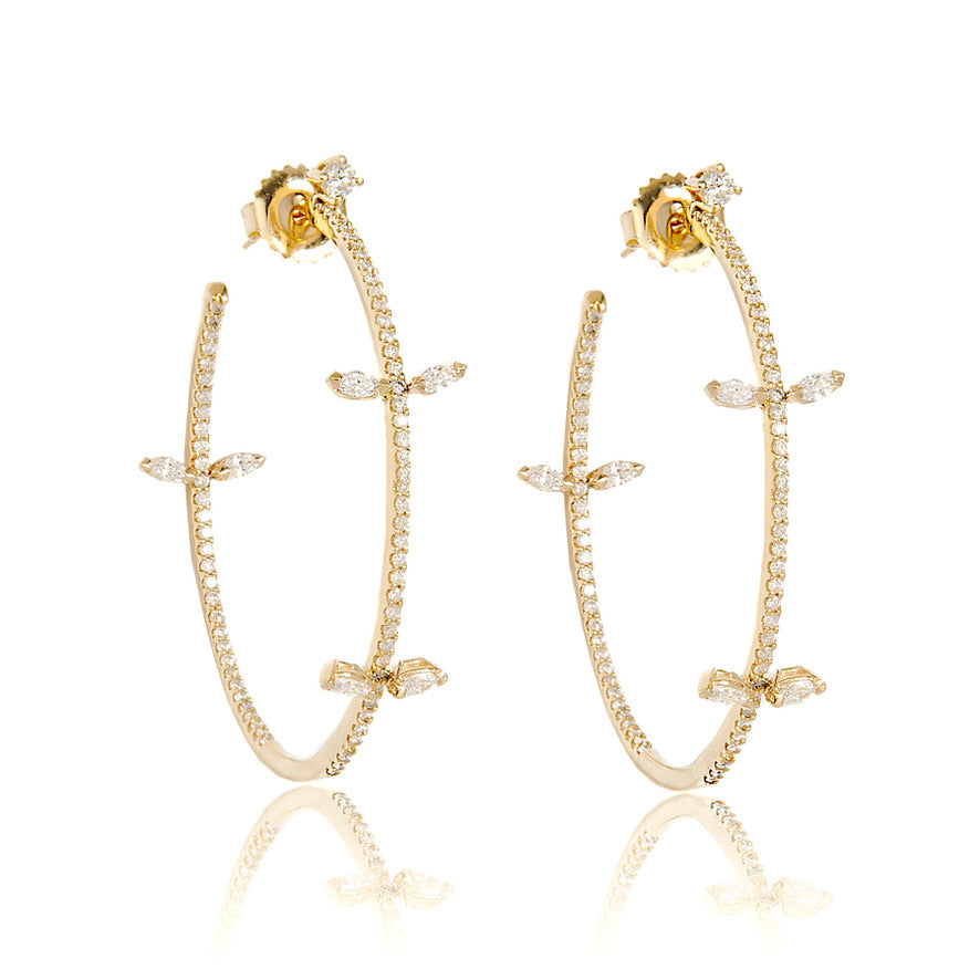 18k Pavé Petal Hoops