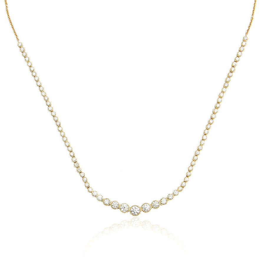 18k YG Jumbo Tiara Tennis Necklace