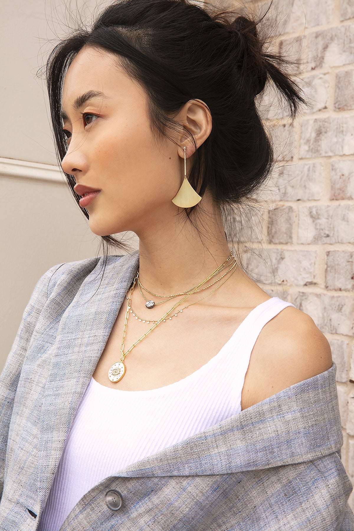 18k YG Matte Diamond Kite Earrings