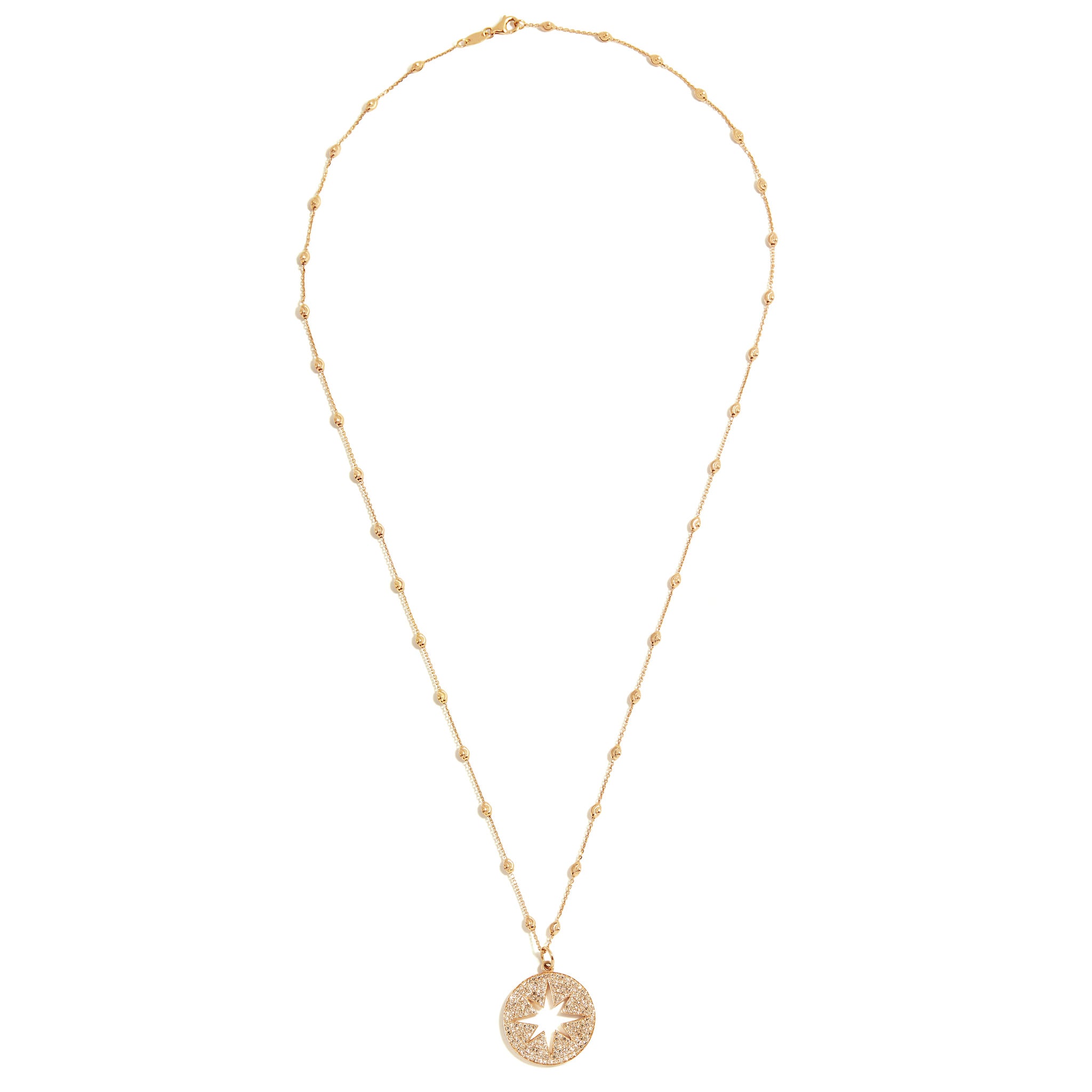 18k YG Diamond Compass on Lunar Chain