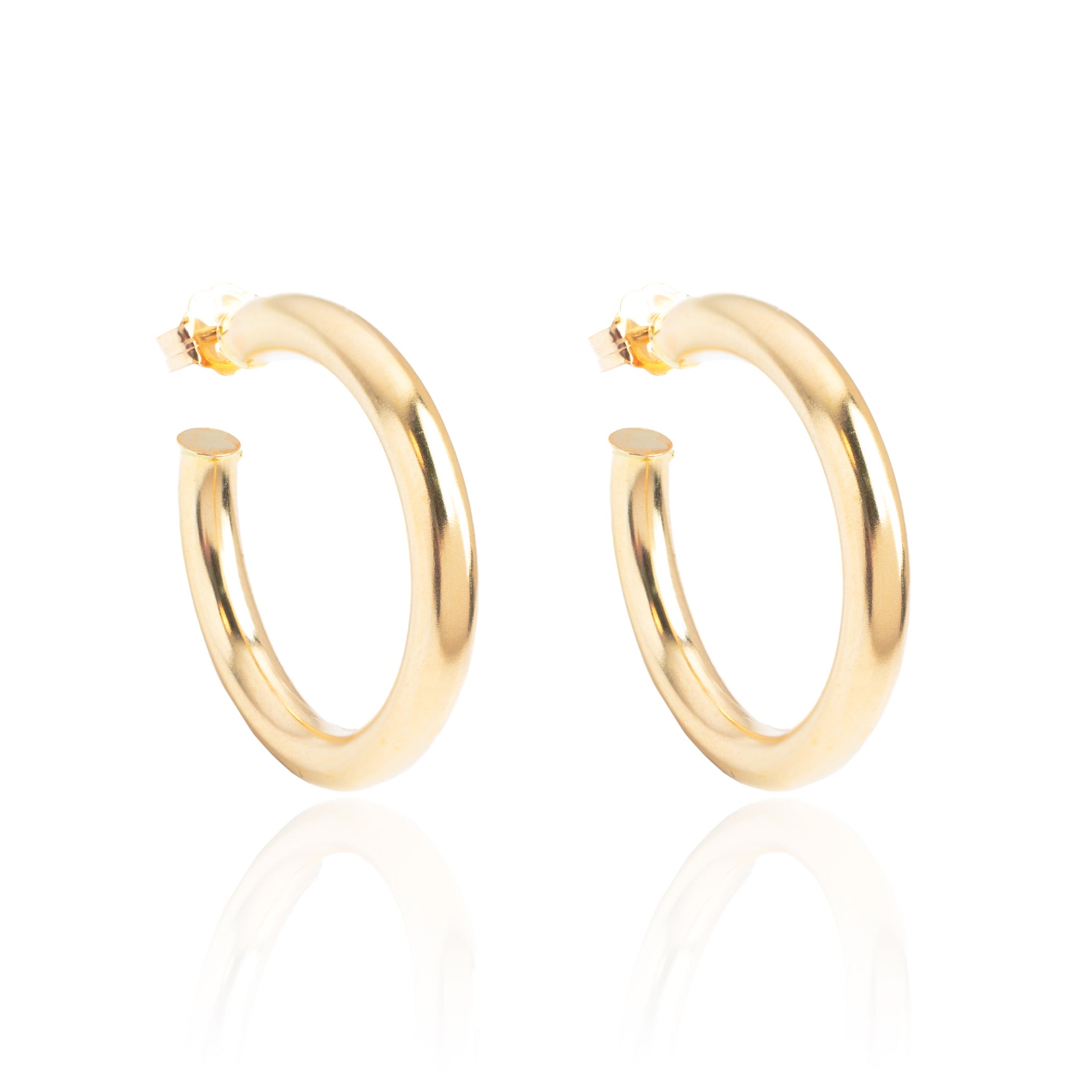 Small Chunky Hoop Earrings In 14K Gold