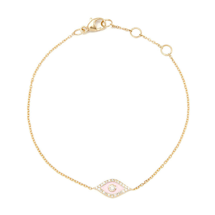 Mini Diamond Pink Evil Eye Bracelet