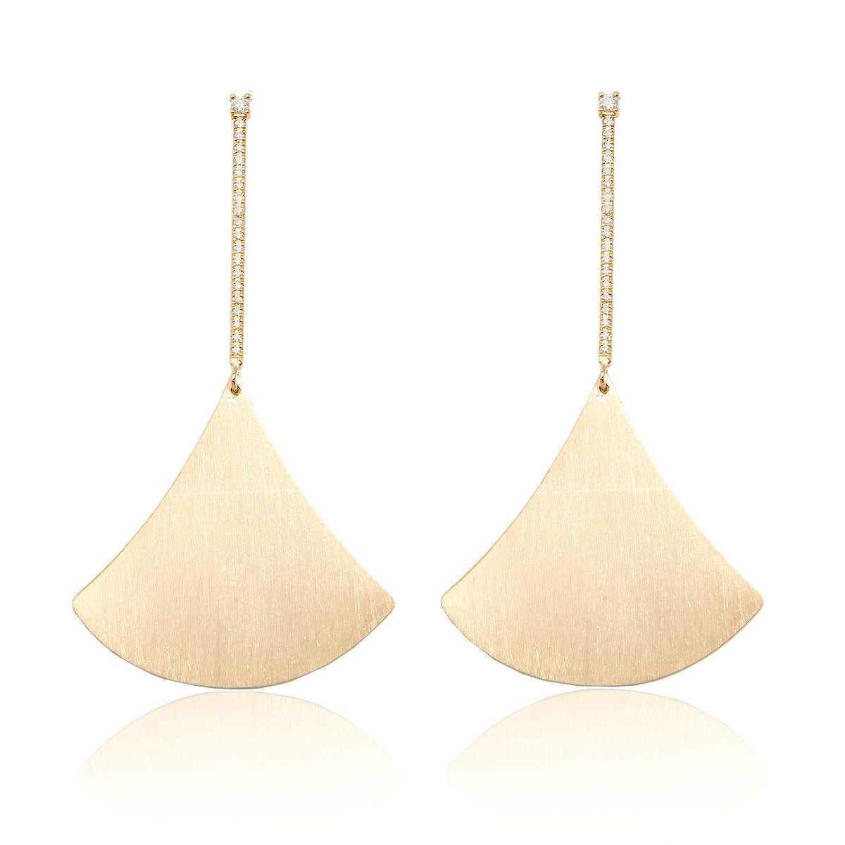 18k YG Matte Diamond Kite Earrings