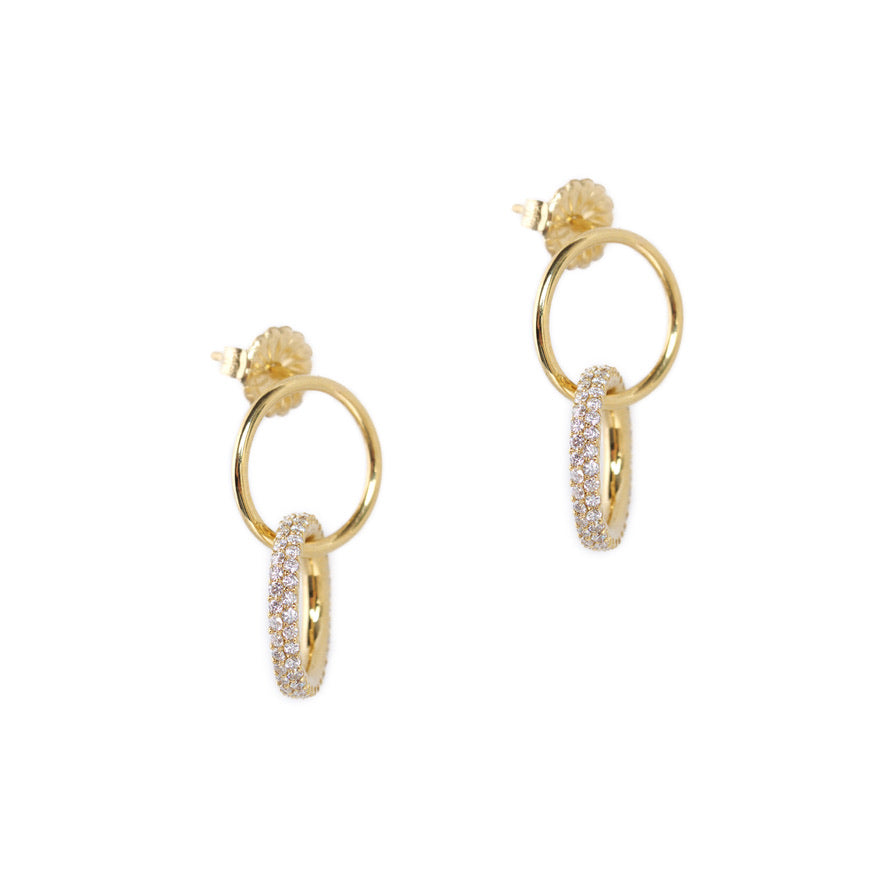 Pave Donut Double Sphere Earrings