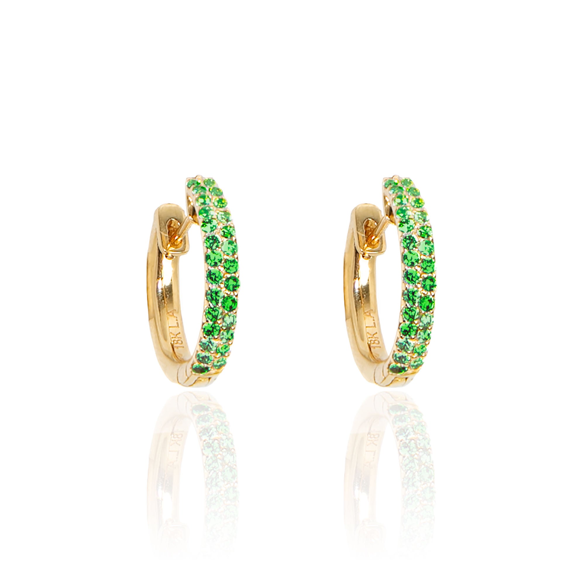 18k YG Pave Psavorite Donut Huggies