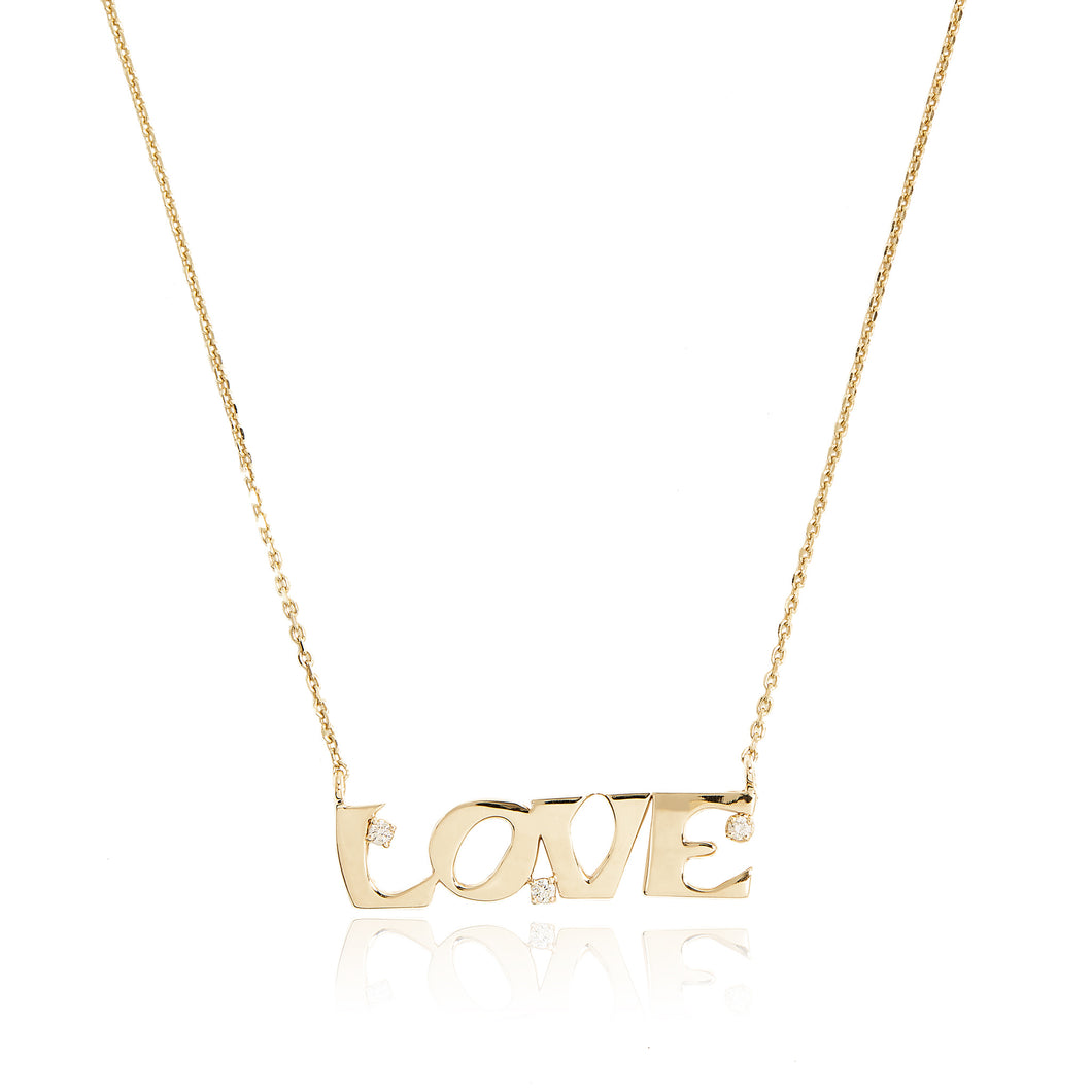 LOVE Diamond Pendant Necklace in 14k Yellow Gold
