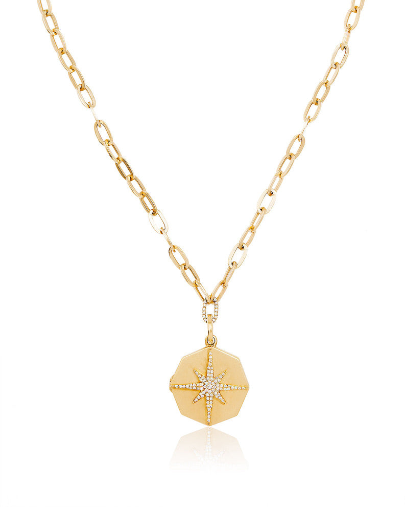 18k YG Diamond Compass Locket