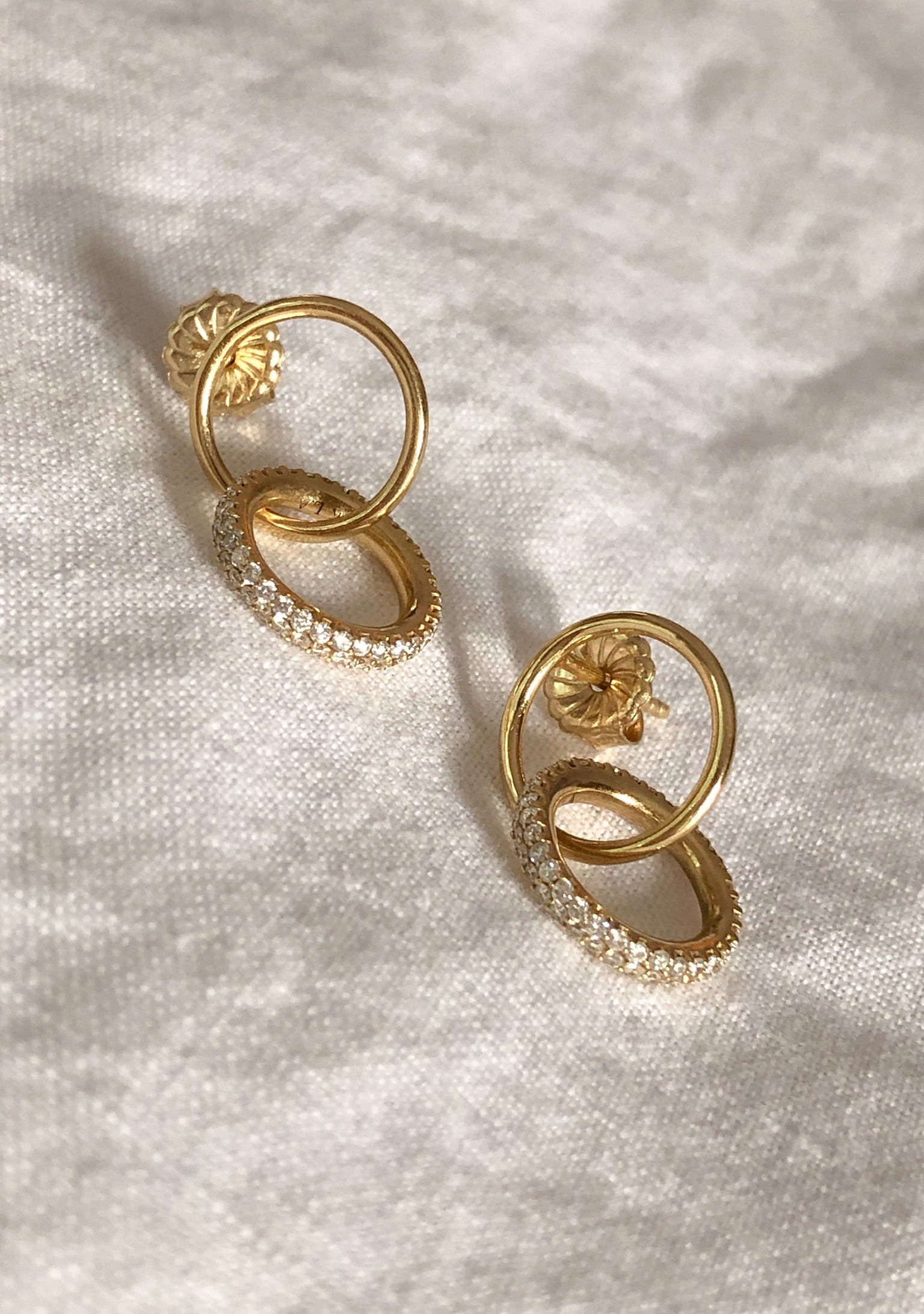 Pave Donut Double Sphere Earrings