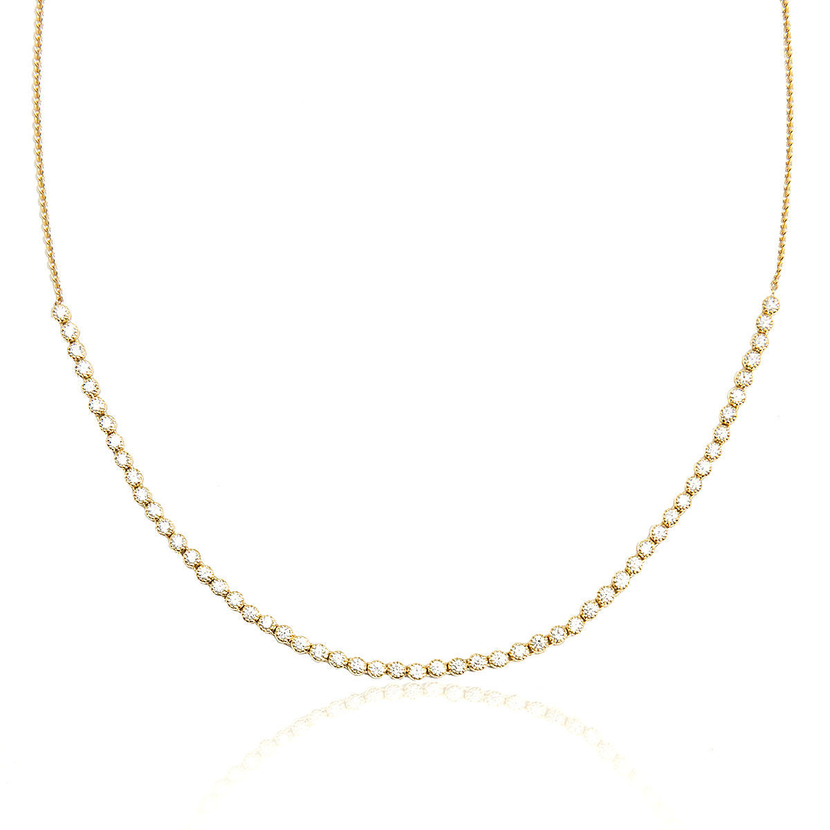 18k YG Mini Tennis Necklace w/ Adjustable chain
