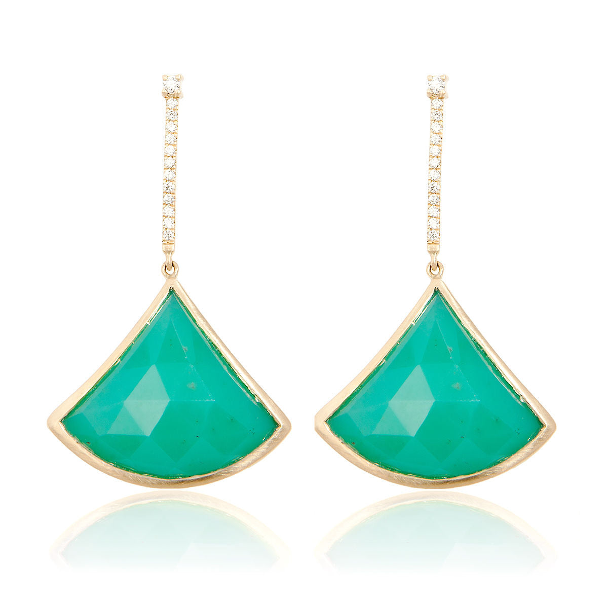 18k Chrysophase Diamond Kite Earrings