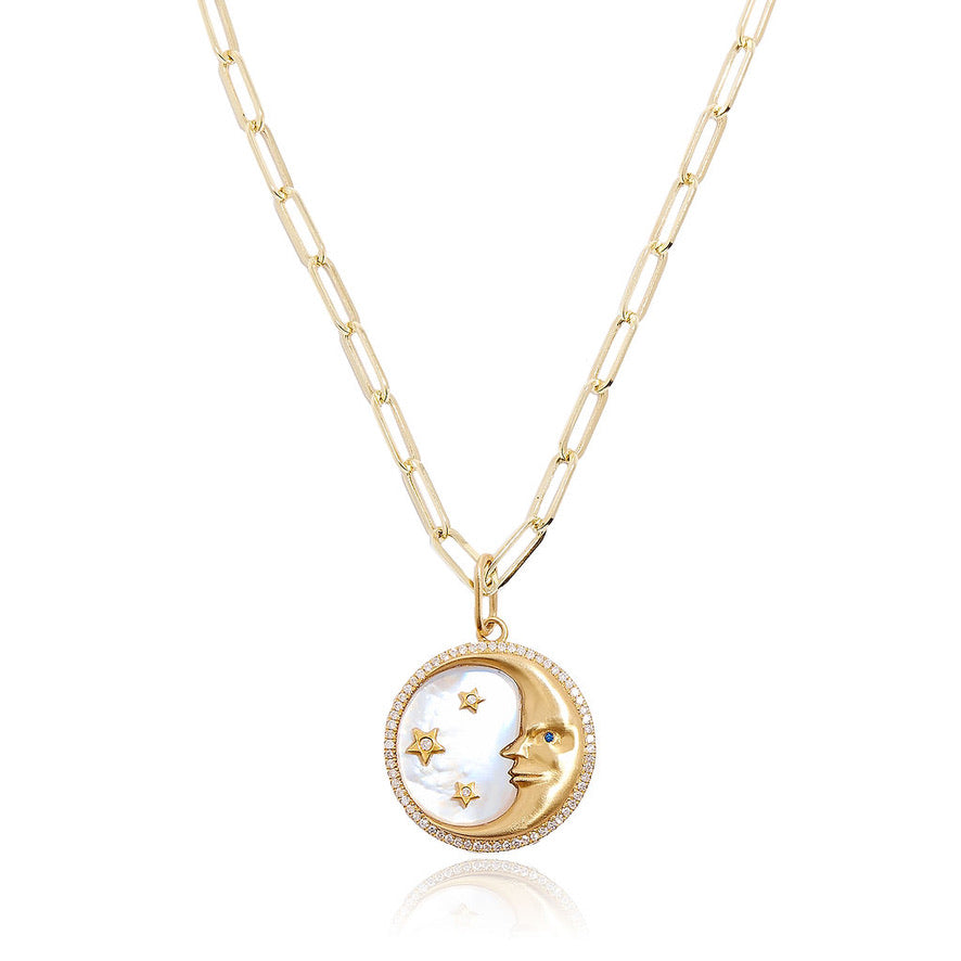 Mother of Pearl Crescent Moon Pendant Necklace