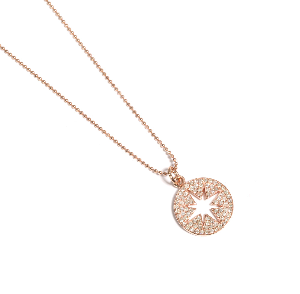 18K Rose Gold Diamond Pavé Compass