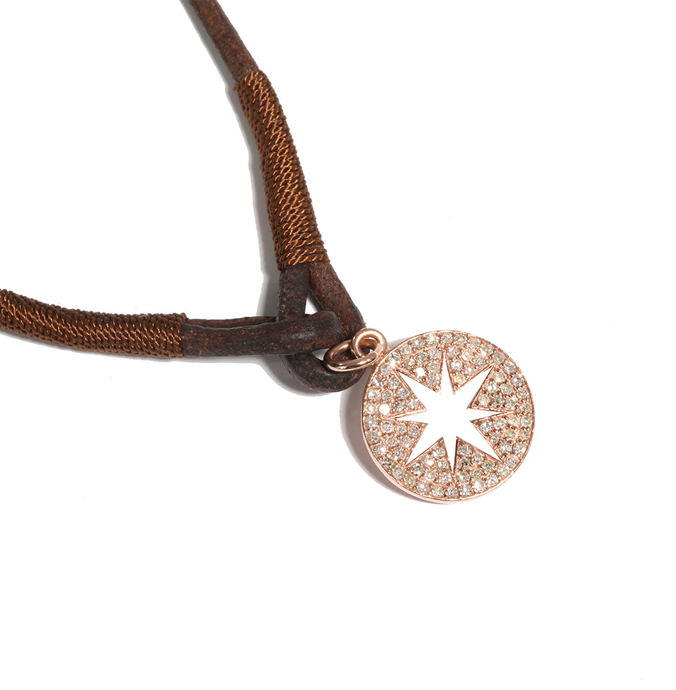 18k Diamond Pavé Compass on Leather