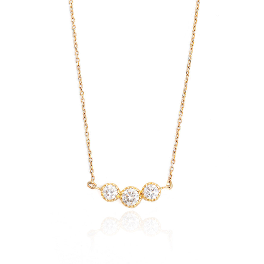 Triple Vintage Set Diamond Necklace in Yellow Gold