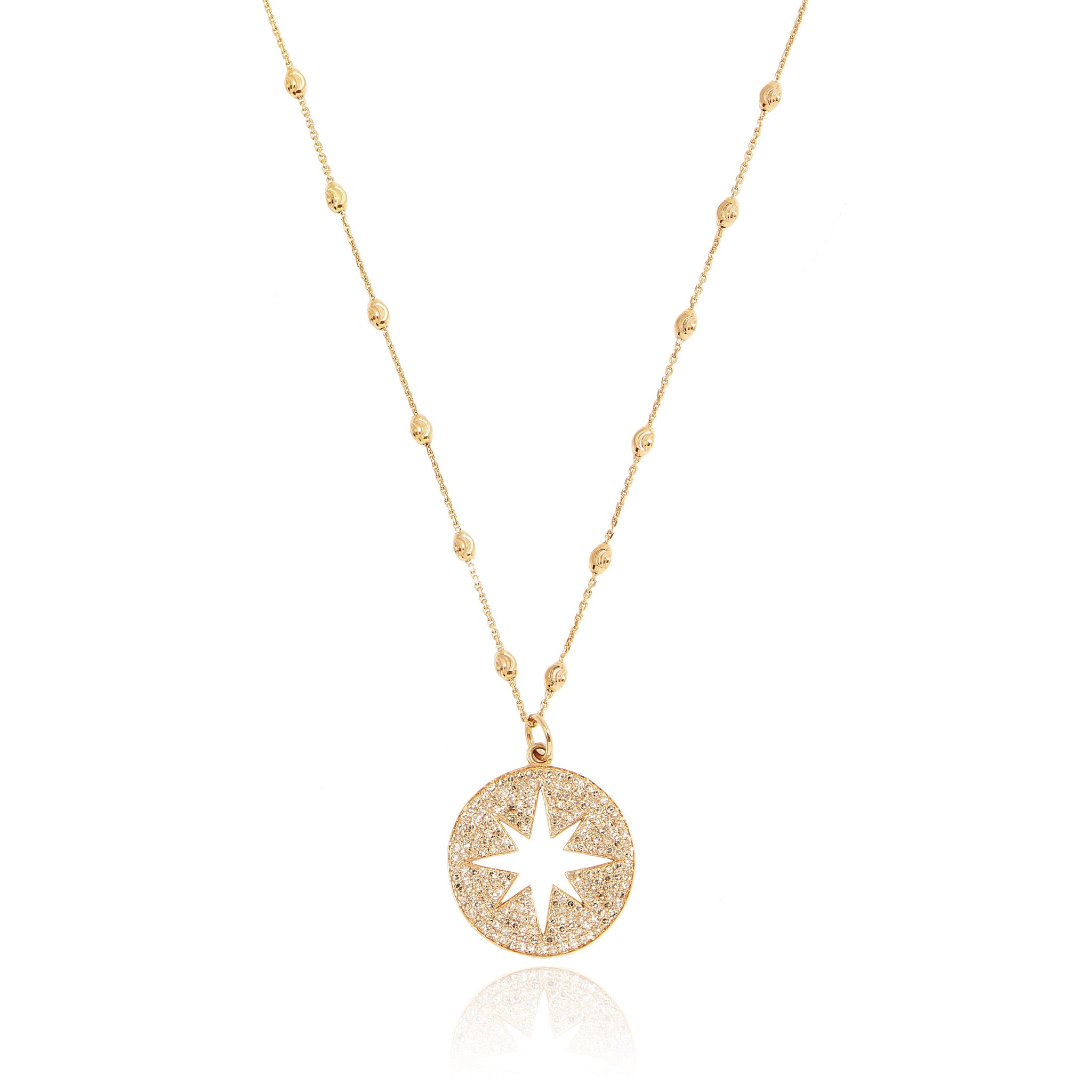 18k YG Diamond Compass on Lunar Chain