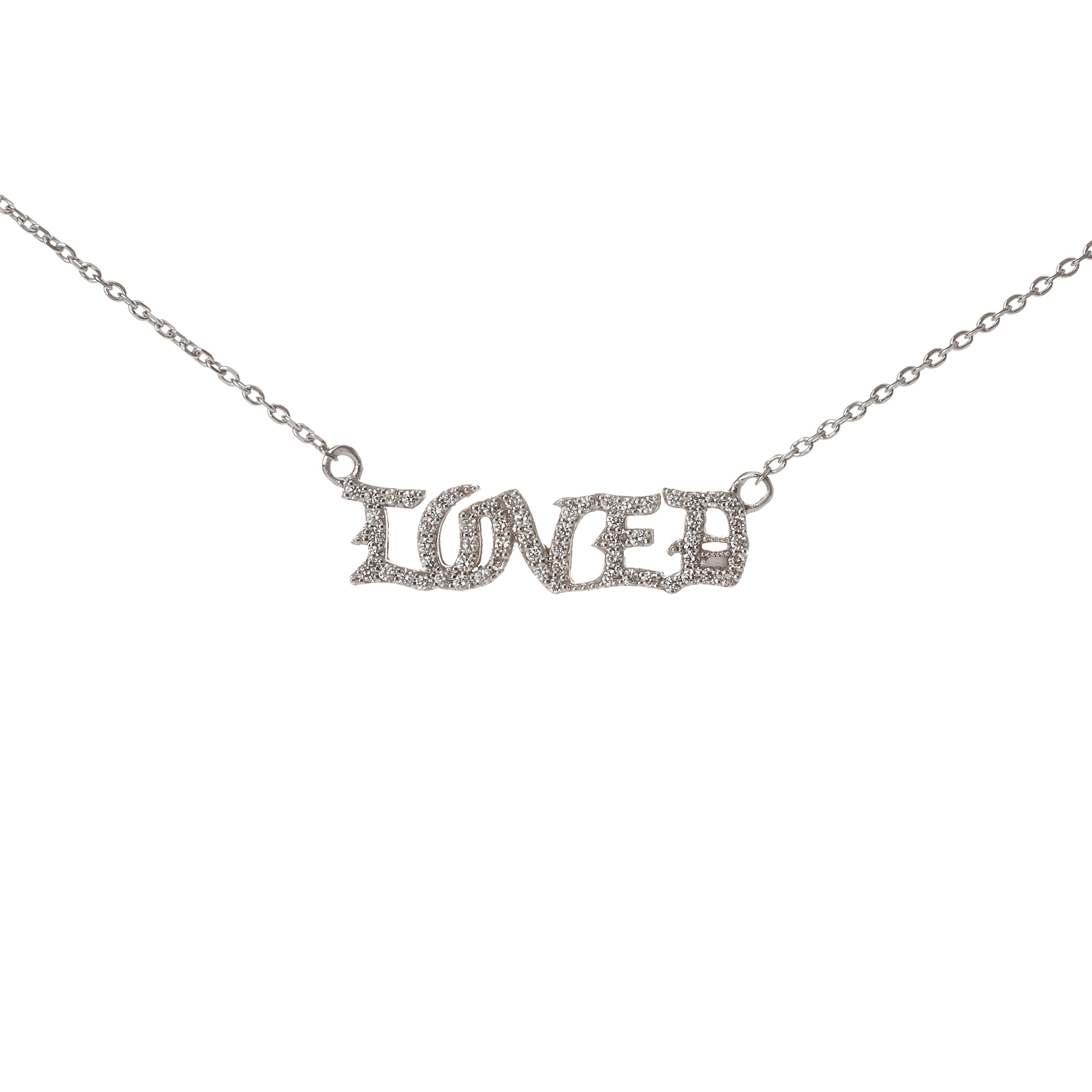 18k Yellow Gold Diamond Pavé Gothic Loved Necklace