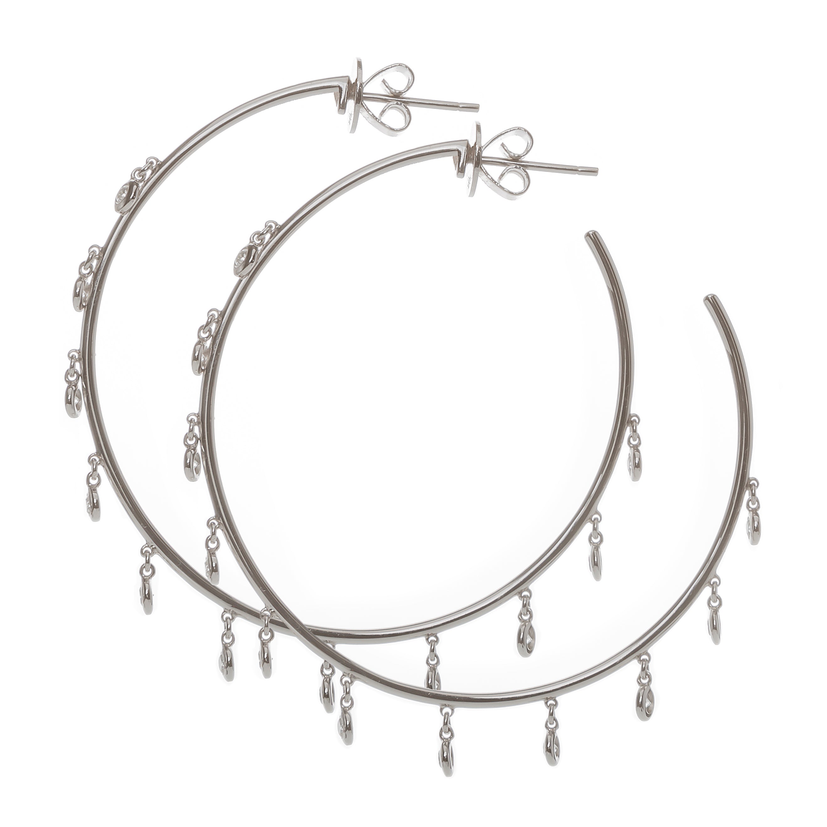 18k White Gold Diamond Gypsy Hoops