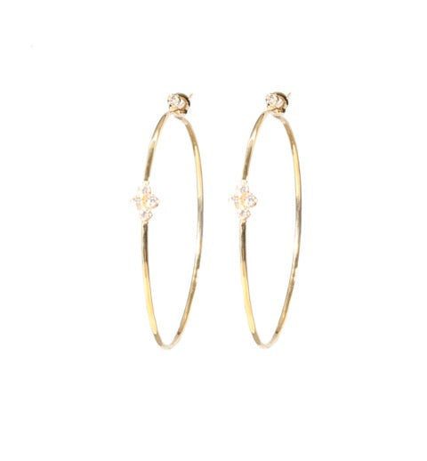 Floating Fleurette Hoops in Yellow Gold