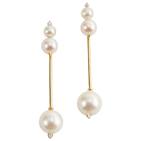 Triple Pearl Gold Hatpin Earring