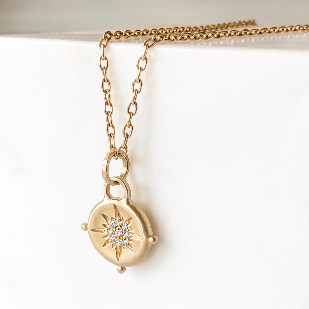 18K Diamond Compass Amulet Necklace