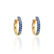 Load image into Gallery viewer, Blue Sapphire Pavé Huggies in Yellow Gold

