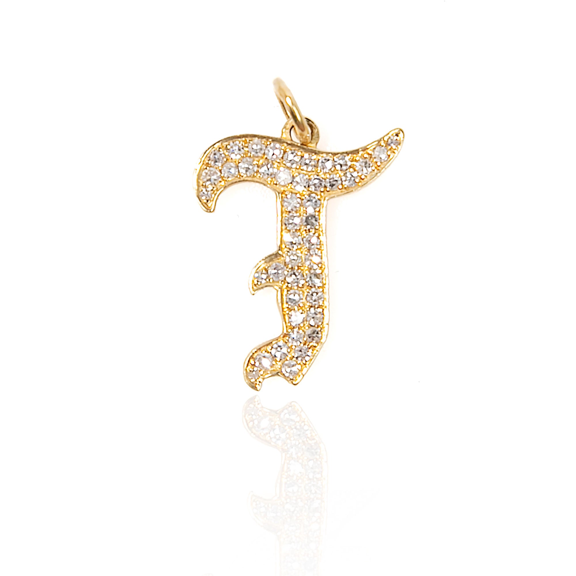 Gothic Initial Diamond Pavé Pendant