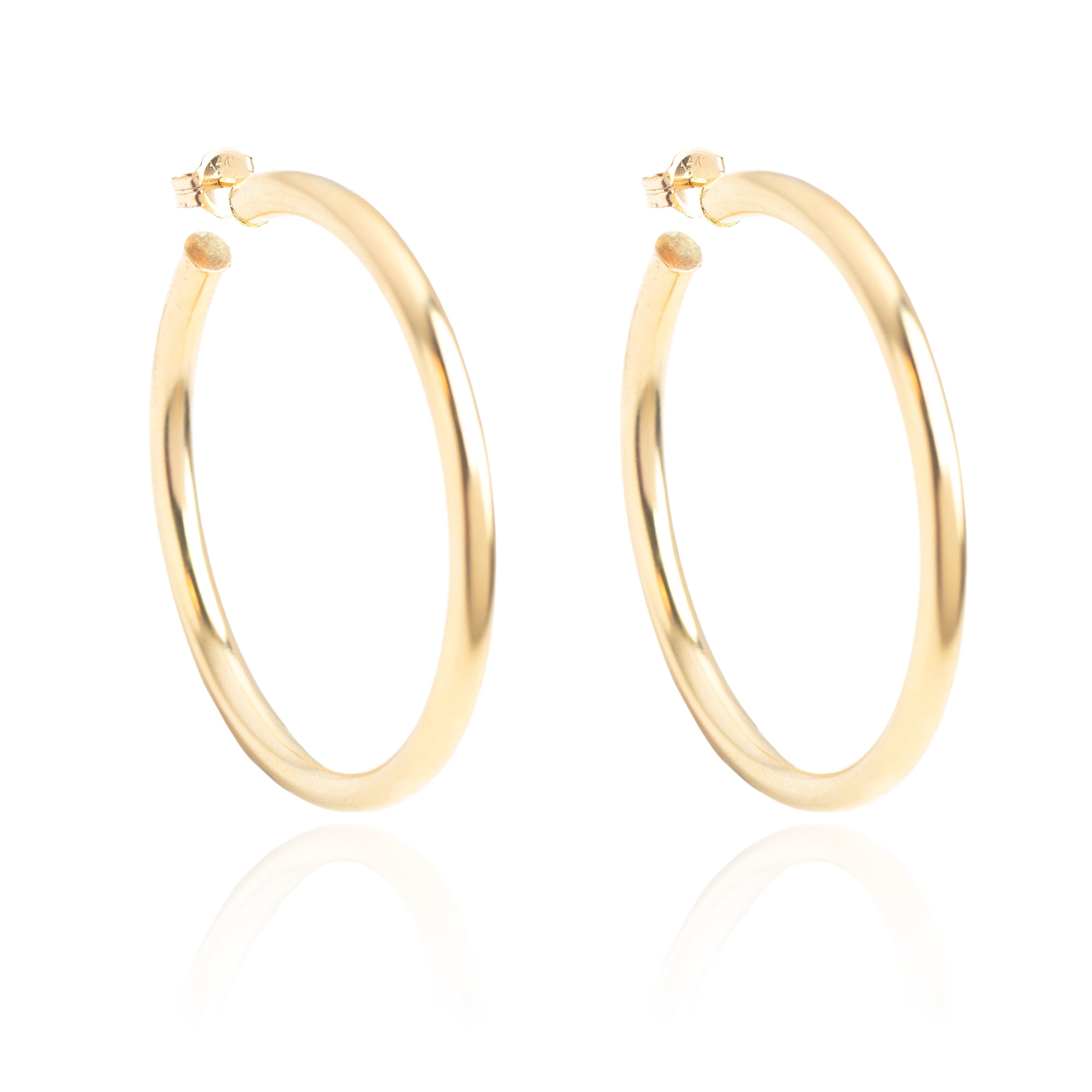 Chunky Gold Hoop Earrings Large 14K Gold