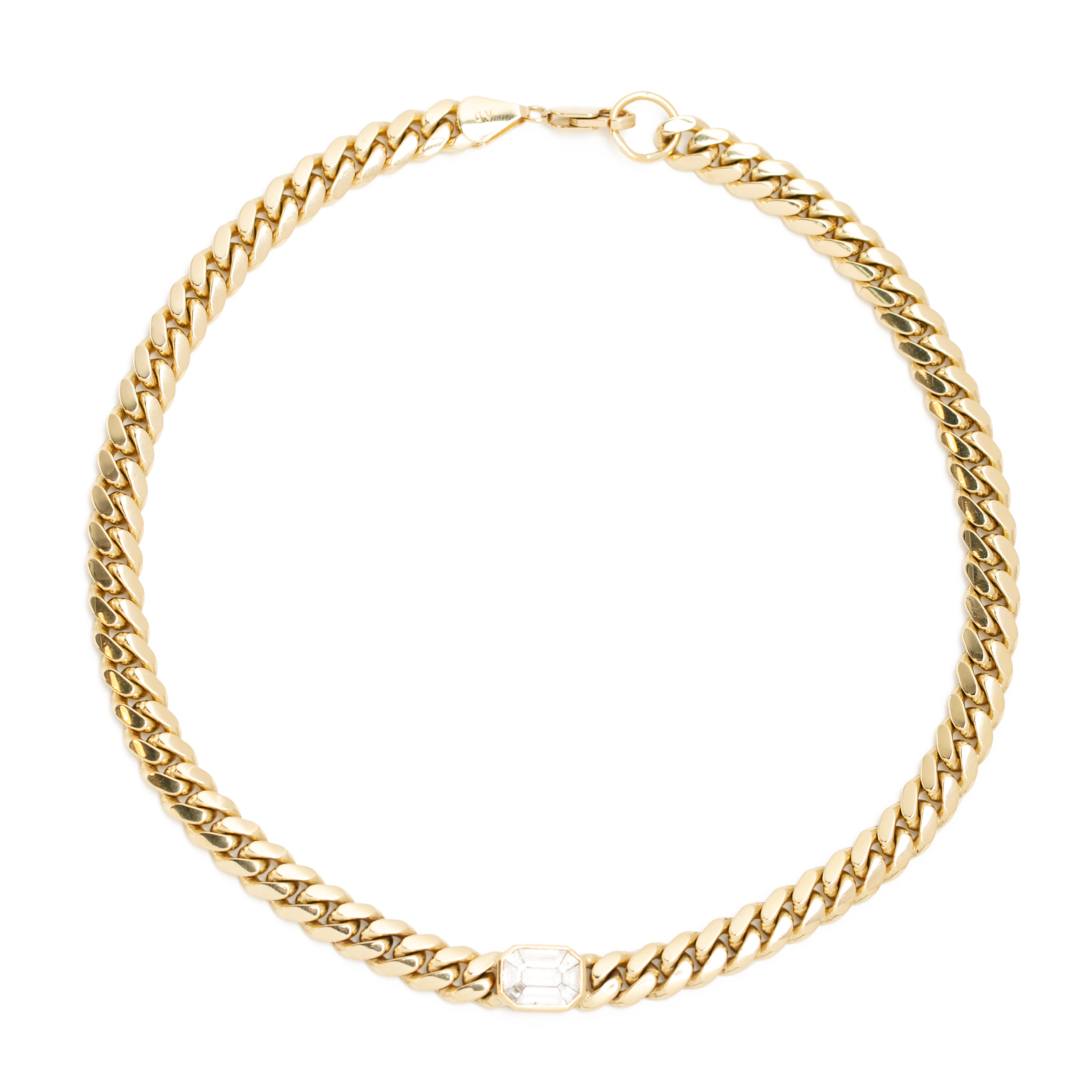 Miami Cuban Chain Choker with Center Mosaic Diamond