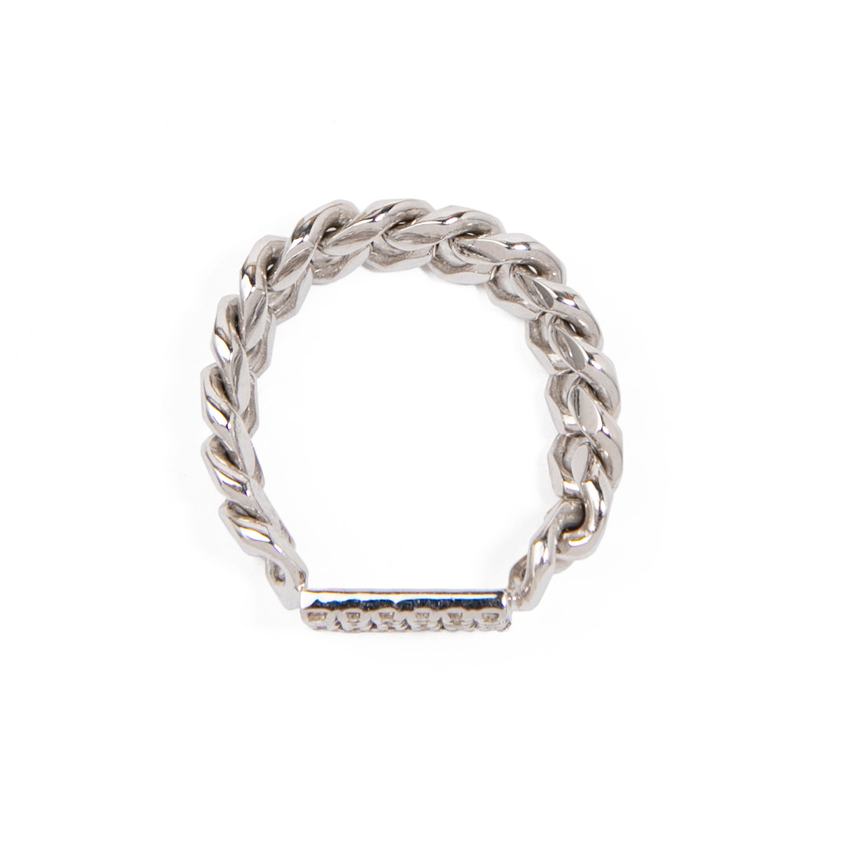 Cuban Chain Diamond Pavé Ring in Silver