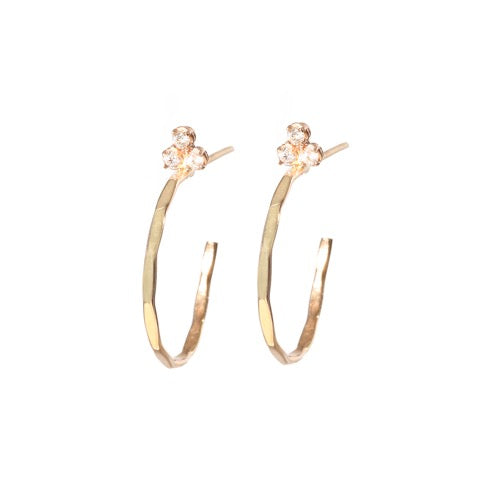 Chunky Mini Fluerette Hoops in Yellow Gold